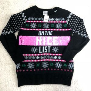 Sweaters - NWT black sequin naughty/nice sweater small Sweaters - NWT black sequin naughty/nice sweater small